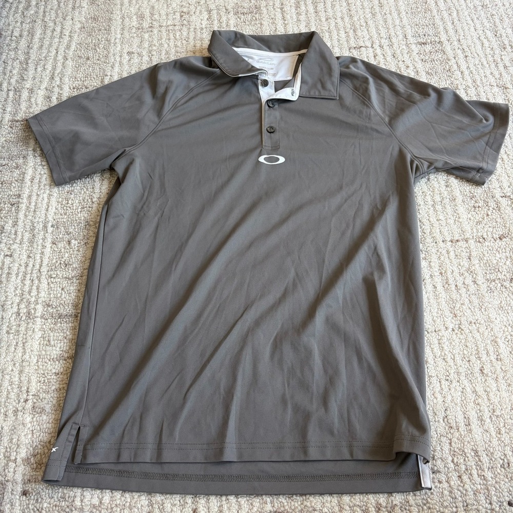 Oakley Ohydrolix Polo Shirt Mens Small Gray Short Sleeve Golf Active Regular Fit